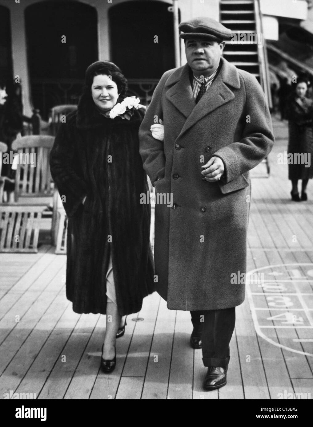 New York Yankees. Claire Hodgson Ruth and retired Yankees outfielder Babe Ruth, circa late 1930s. Stock Photo