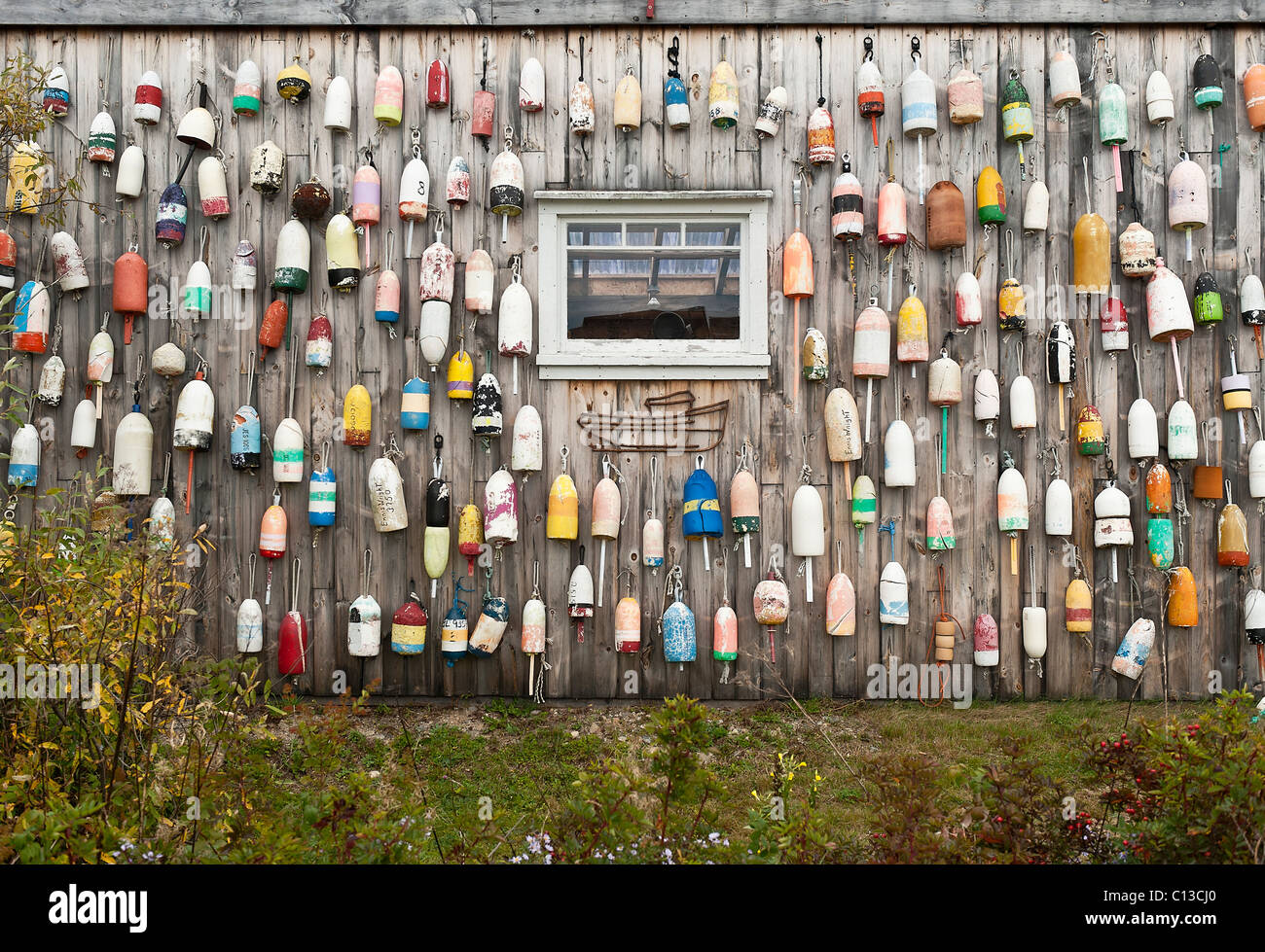Lobster buoys, Jonesport, Maine, USA. Stock Photo