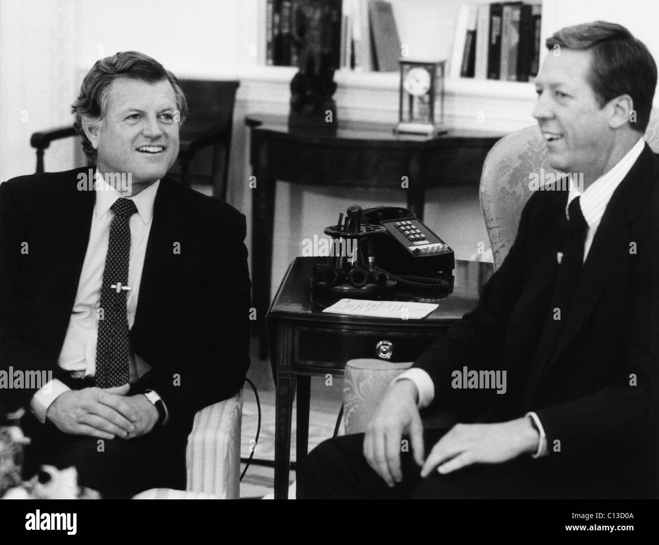 David Hartman, right, interviewing Senator Edward Kennedy, ca. 1980 Stock Photo