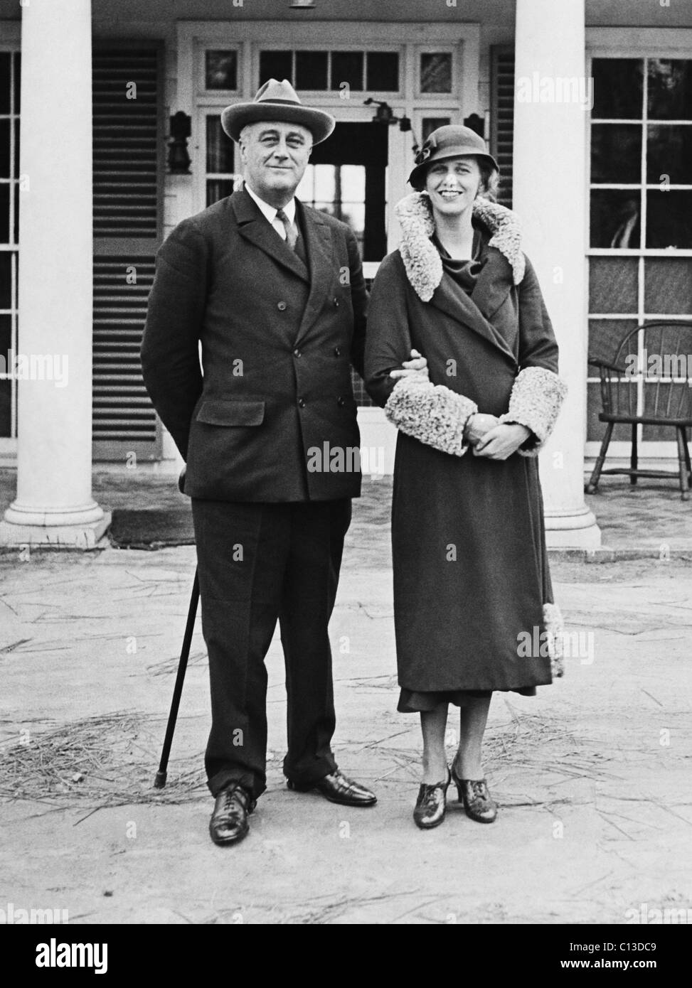 FDR Presidency. US President Franklin Delano Roosevelt and Anna Roosevelt Dall at Warm Springs, Georgia, 1933. Stock Photo