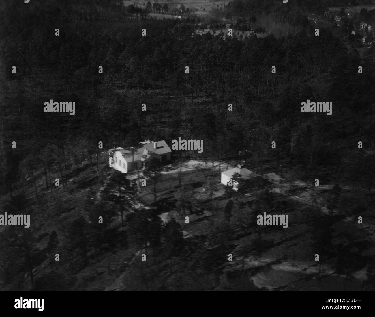 FDR Presidency. Aerial view of US President Franklin Delano Roosevelt's estate in Warm Springs