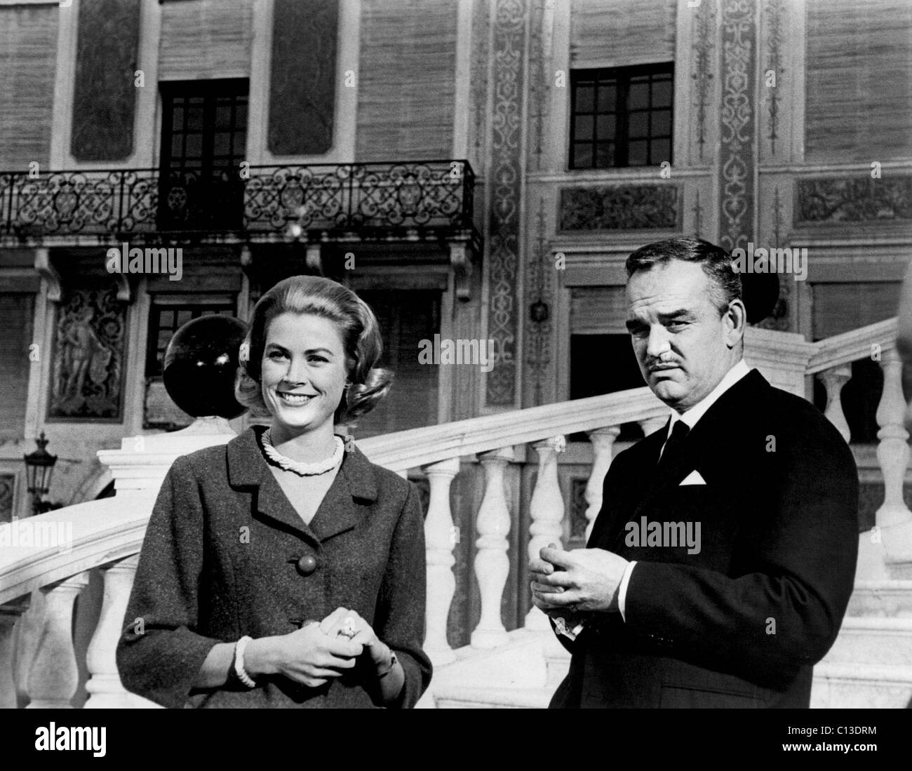 PRINCESS GRACE (aka Grace Kelly) and PRINCE RAINIER offer American TV viewers A LOOK AT MONACO, 1963 Stock Photo