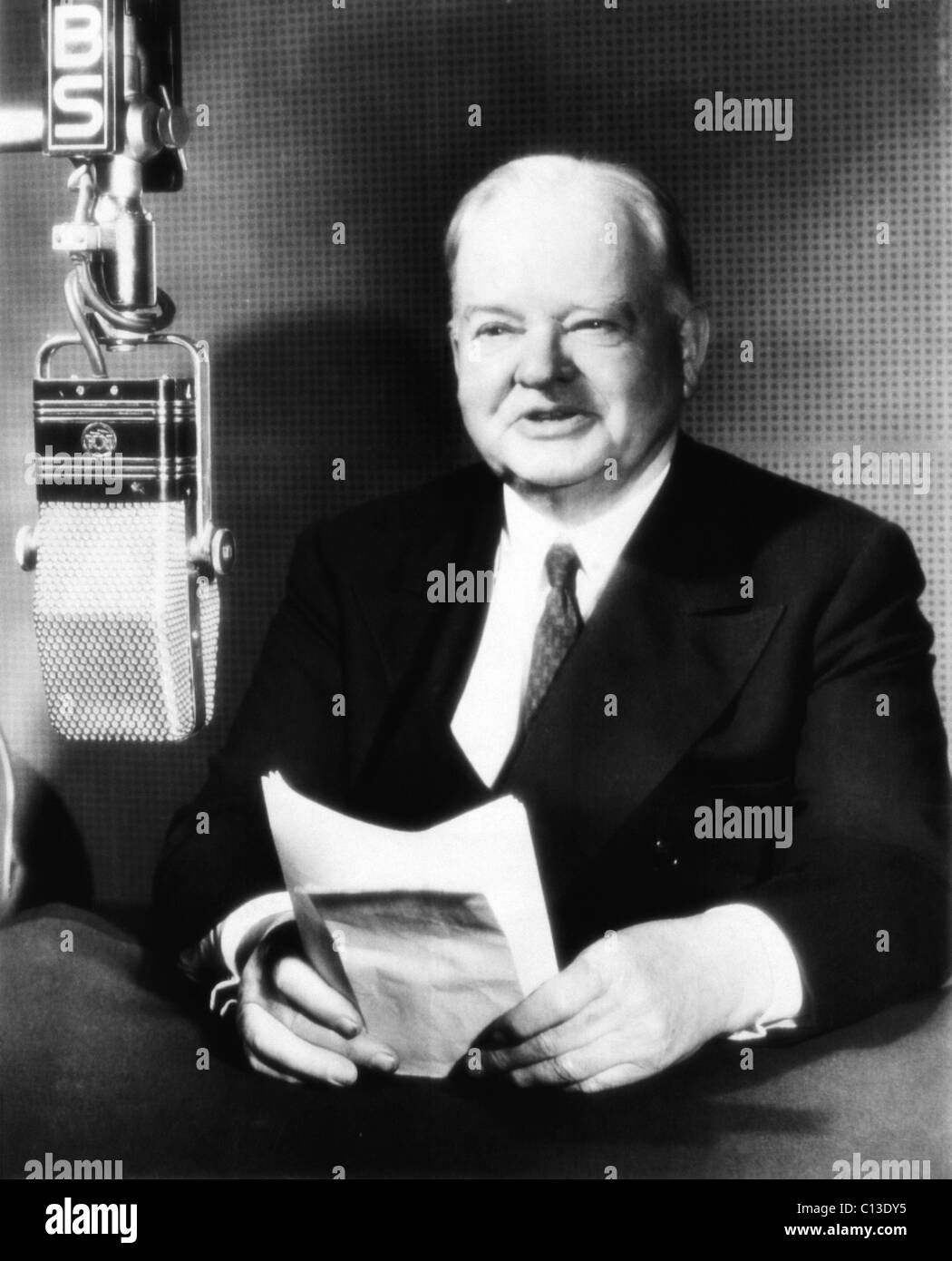 Former President Herbert Hoover (1874-1964), U.S. President 1929-1933, here, Hoover urges ratification by the United States Senate of the United Nations Charter, July 18, 1945. Stock Photo
