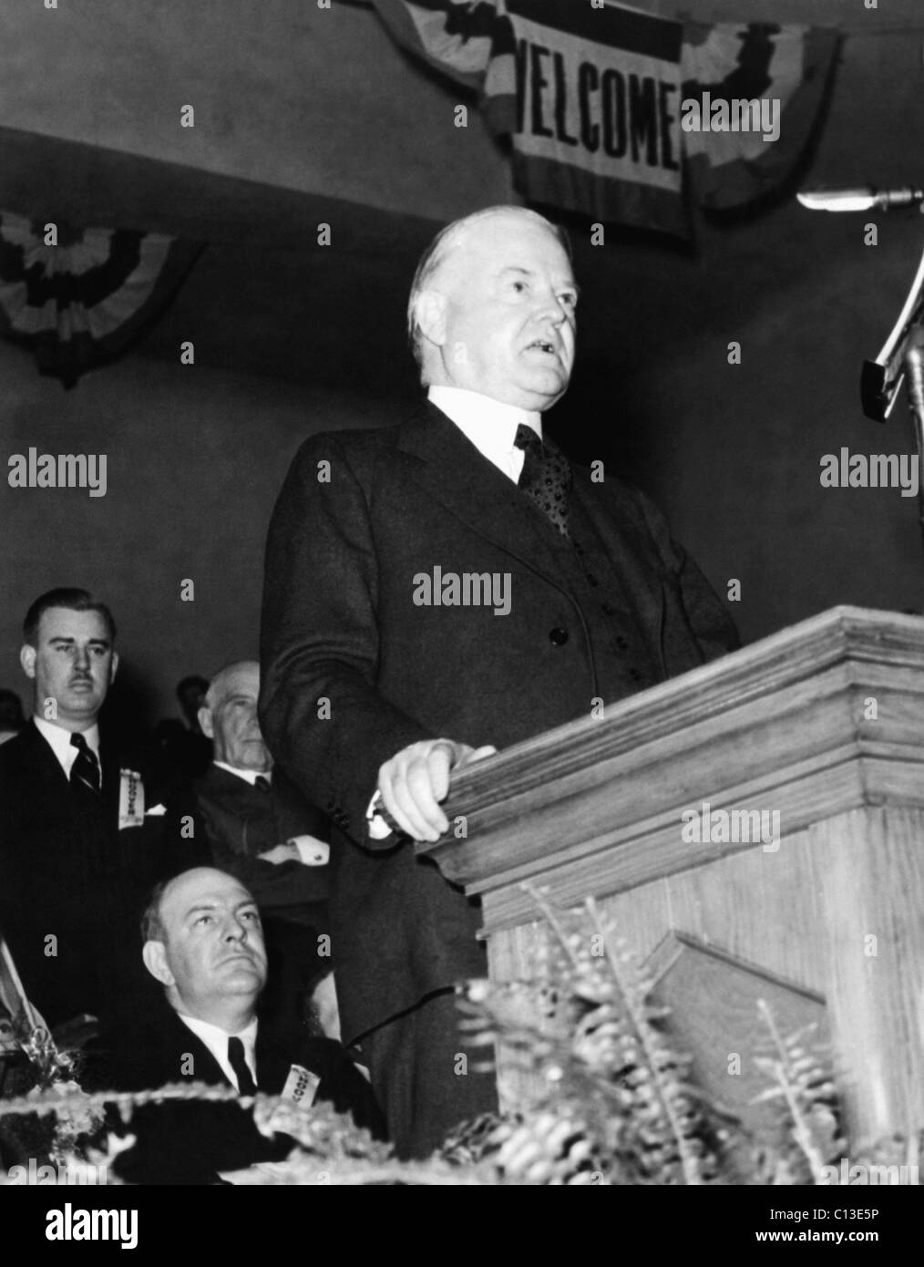 Former President Herbert Hoover, speaking against the New Deal, Fort Wayne, Indiana, April 9