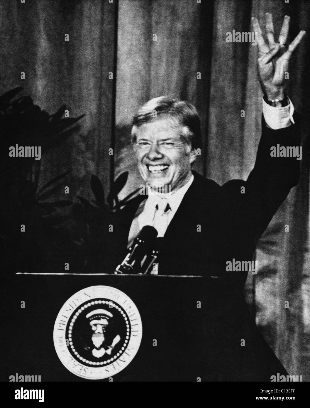 US Elections. US President Jimmy Carter delivering a speech to the Democratic National Convention in Madison Square Garden, New Stock Photo