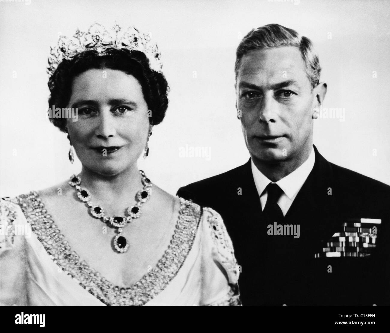 British Royalty. British Queen Elizabeth (future Queen Mother) and King George VI of England, circa 1940s. Stock Photo