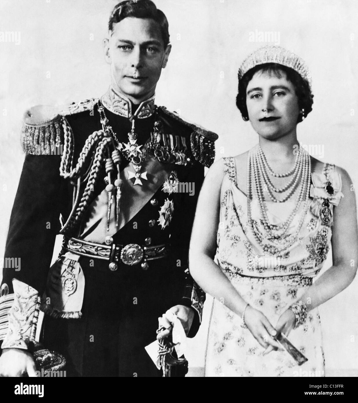 British Royalty. King George VI of England and British Queen Elizabeth (future Queen Mother), circa 1930s. Stock Photo