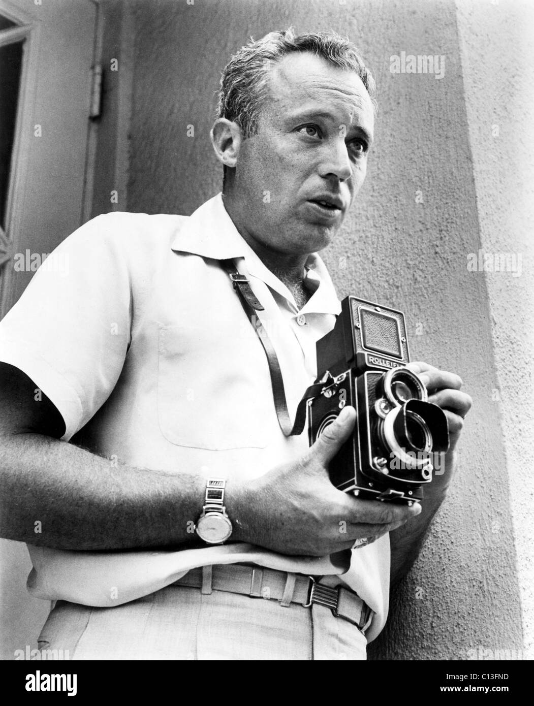 Author LEON URIS turns photographer during location shoot for big screen adapation of his best seller, EXODUS, 1960 Stock Photo