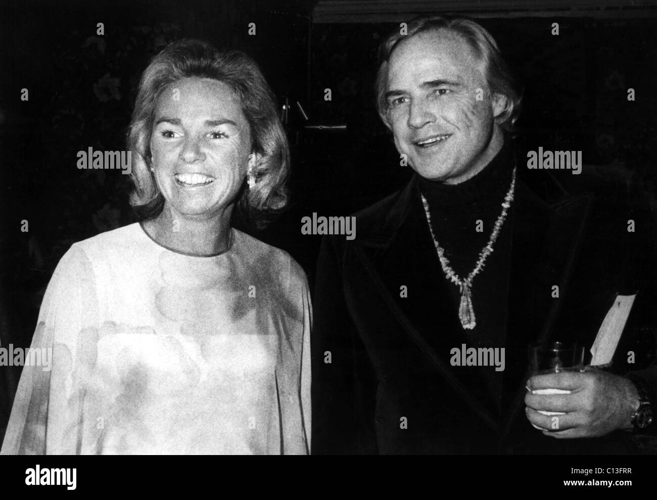 Marlon Brando and Ethel Kennedy at 'First Americans' Gala at the Waldorf Starlight Room, NYC. 11-29-1974. Stock Photo