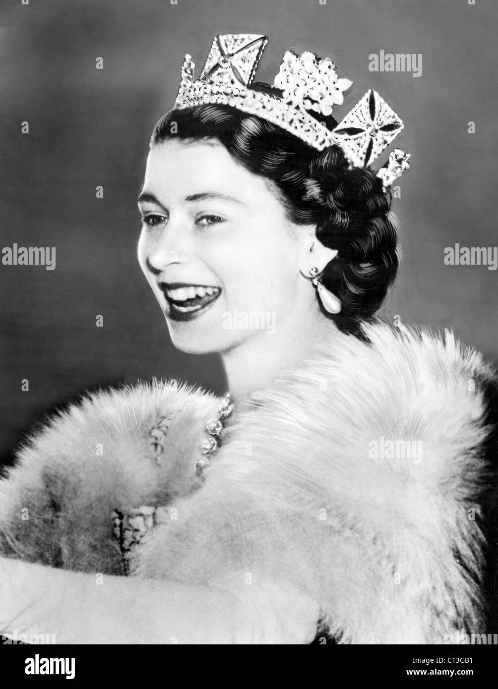QUEEN ELIZABETH II, from 'A Queen is Crowned', coronation on June 2, 1953 Stock Photo