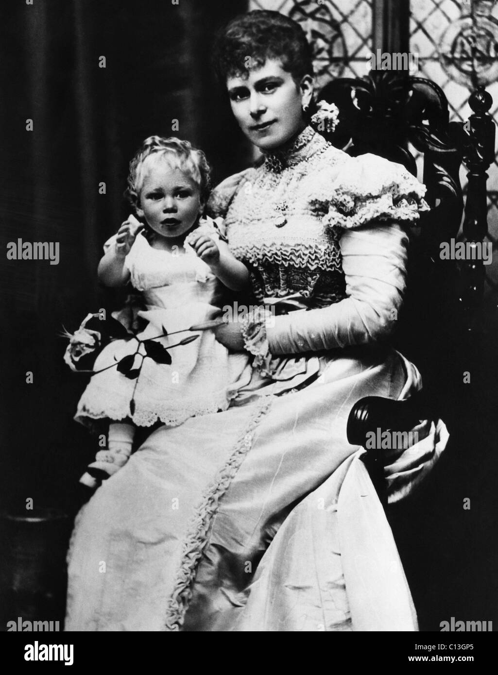 British Royalty. British Prince Albert (future King George VI) and Mary, Duchess of York, (future British Queen Mary of Teck), circa 1896. Stock Photo