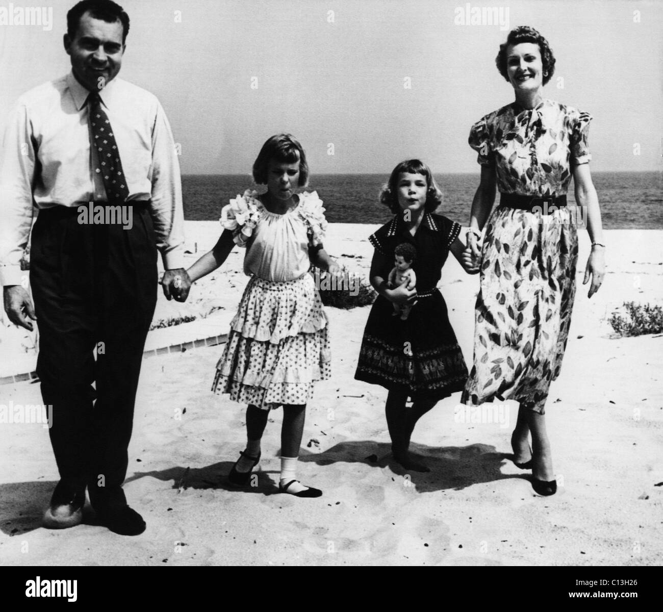 1956 US Presidency, Nixon Family. From left Vice President (and future