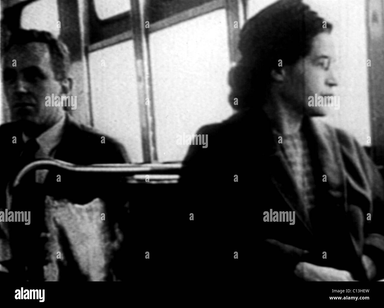 Rosa Parks, on the bus, 1955 Stock Photo