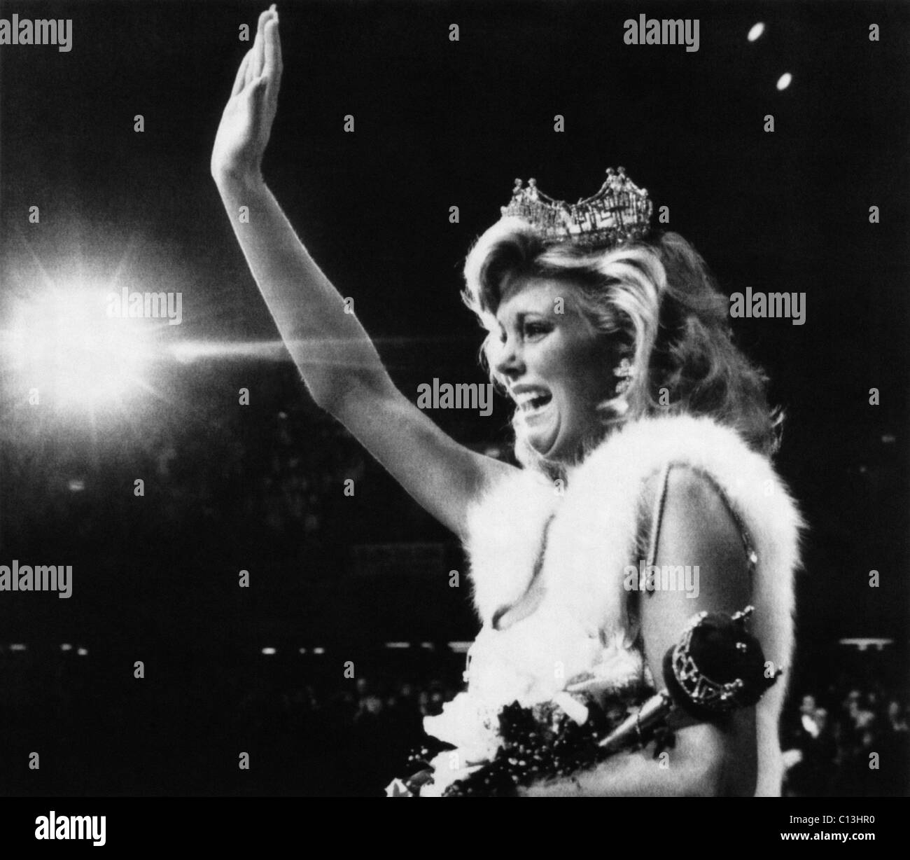 Miss America. Miss America 1986 Susan Akin, immediately after being
