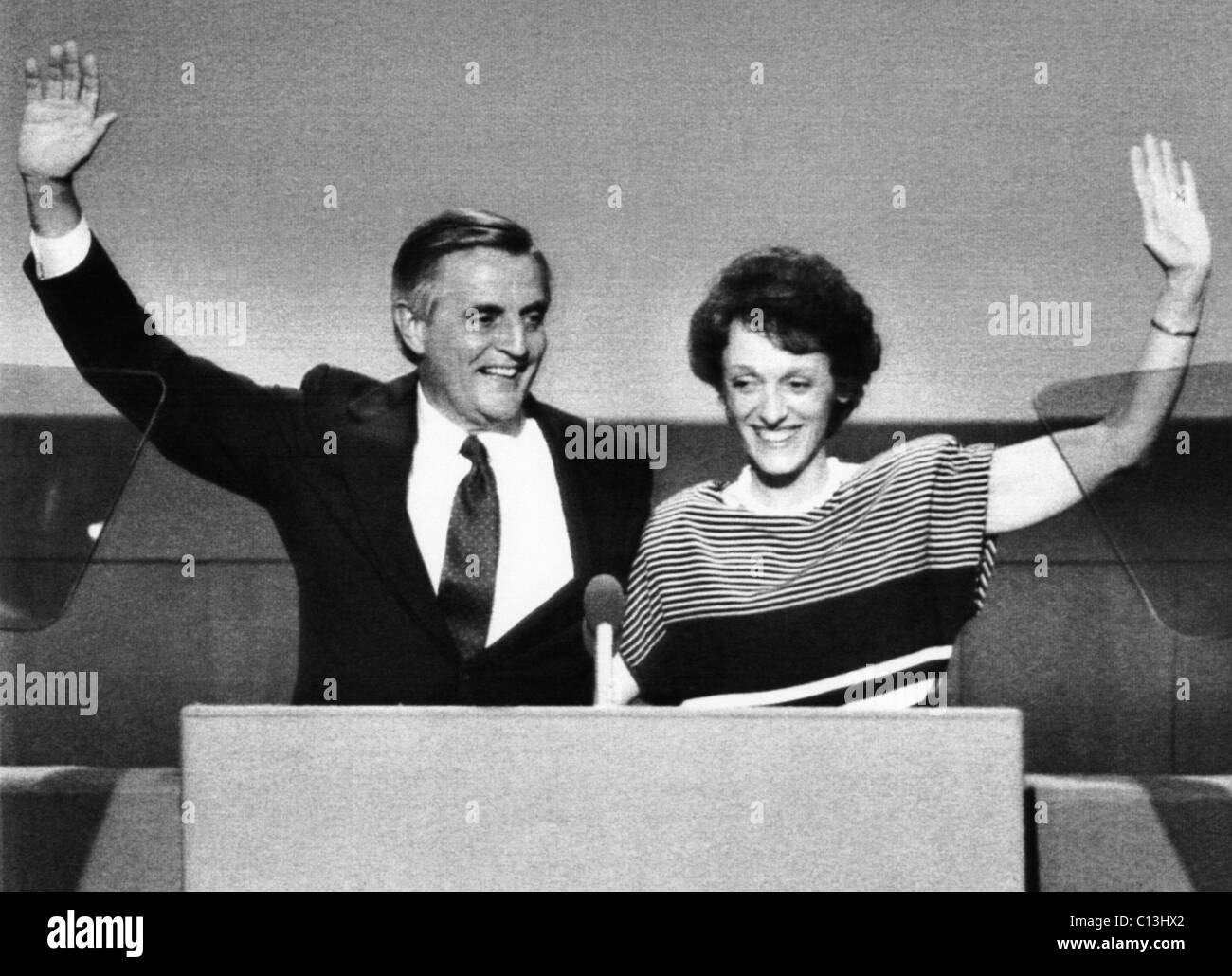 US Elections. Democratic presidential candidate Walter Mondale, and Joan Mondale at the Democratic National Convention in San Francisco, California, July, 1984. Stock Photo