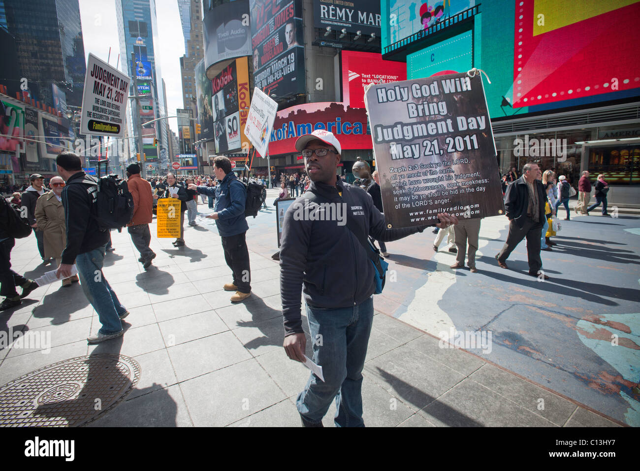 Religious zealots proselytize in Times Square in New York on Saturday