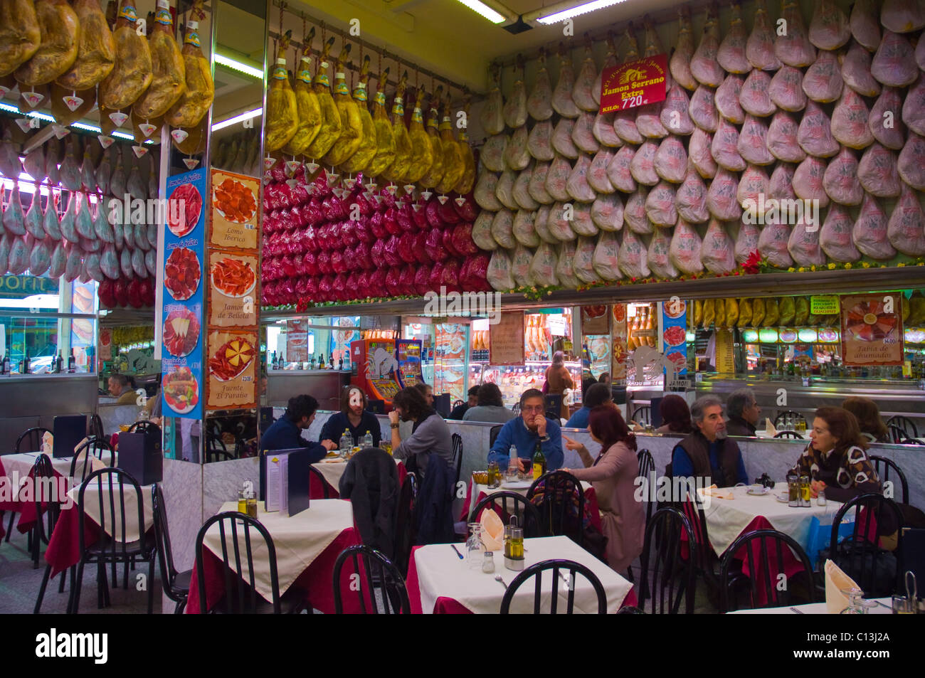 Paraiso del Jamon cafe restaurant along Calle del Arenal street central Madrid Spain Europe Stock Photo
