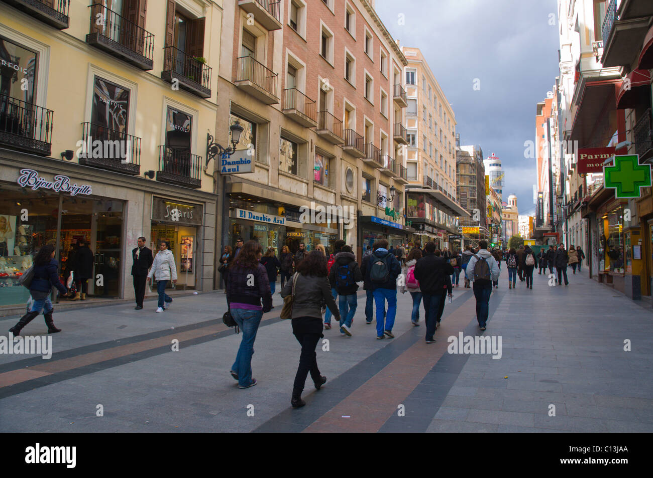 Calle de Preciados street central Madrid Spain Europe Stock Photo