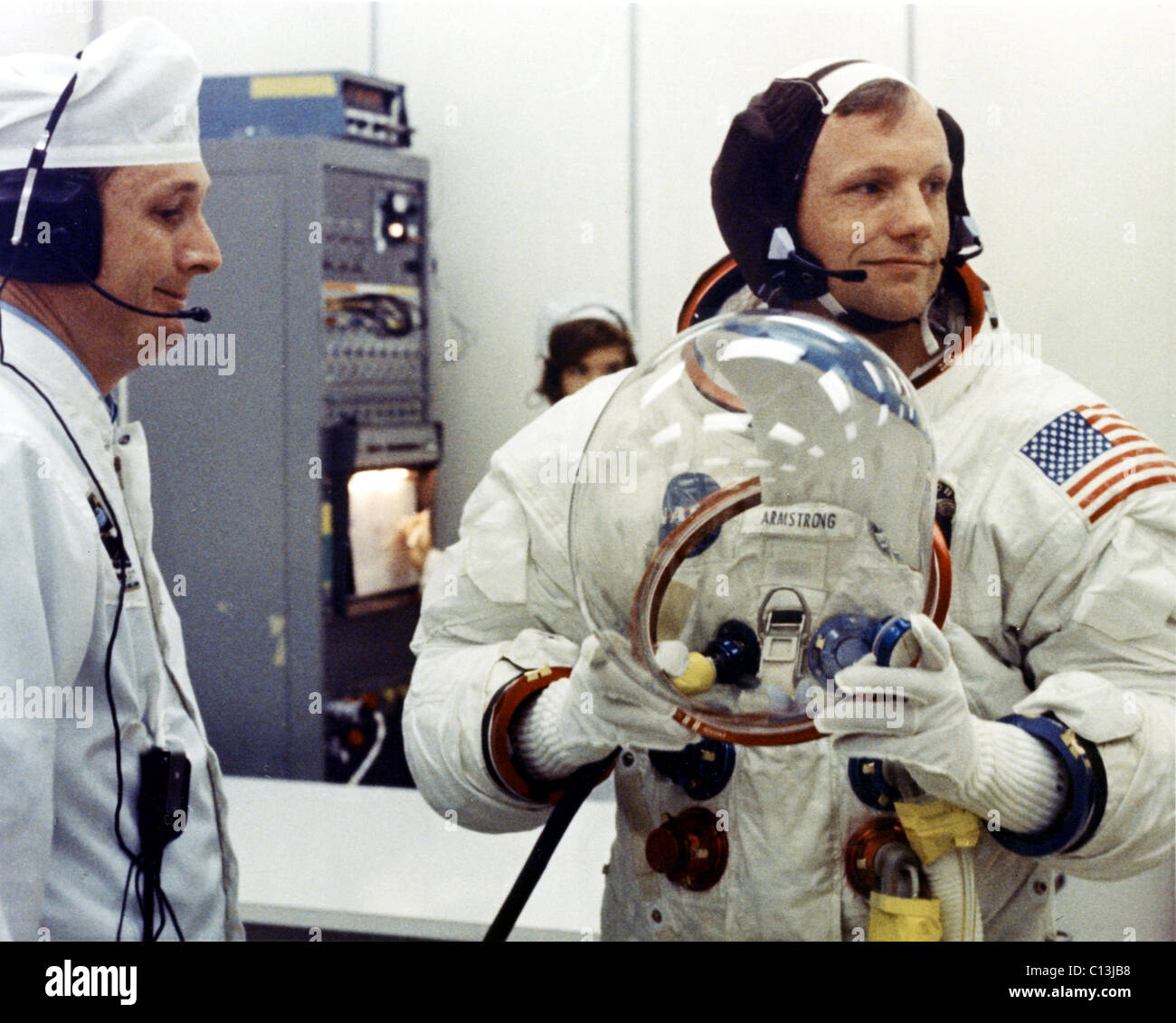 NEIL ARMSTRONG, preparing for Apollo 11 Mission, July 1969. (c)NASA. Courtesy: Everett Collection. Stock Photo