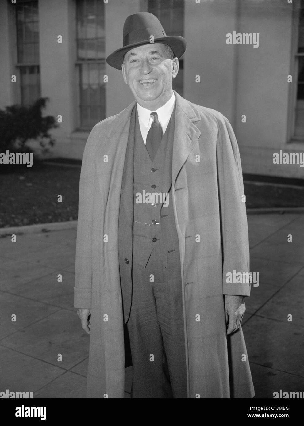Walter Chrysler 1875-1940 automobile magnate leaving the White House after a meeting with President Roosevelt. October 8 1937. LC-DIG-hec-23465 Stock Photo