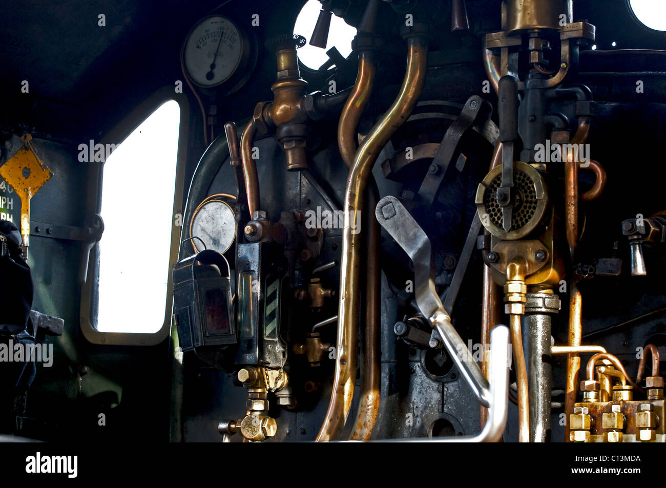 footplate of City of Truro steam engine Stock Photo Alamy