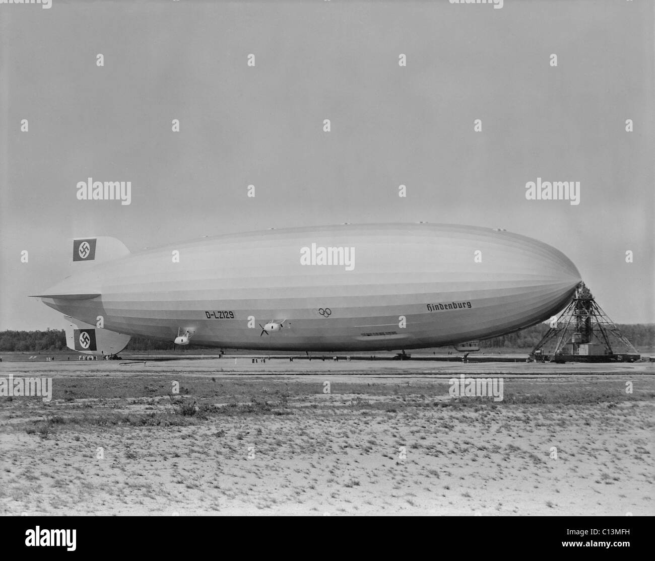 German airship HINDENBURG moored at Lakehurst New Jersey. Ca. 1933-1937  15-1418M Stock Photo - Alamy