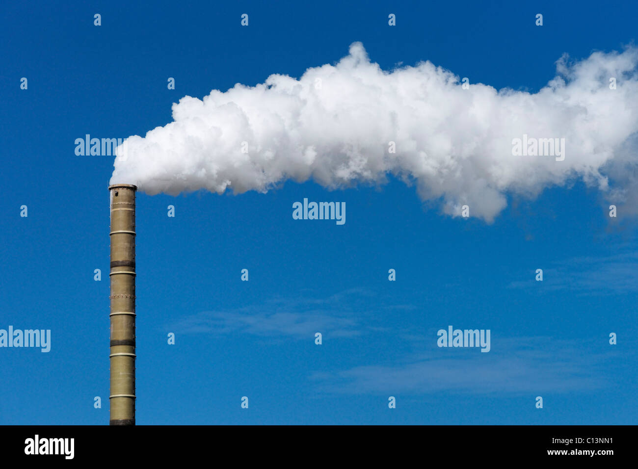 Chimney and plume at the Lafarge Dunbar Cement works, Dunbar, East