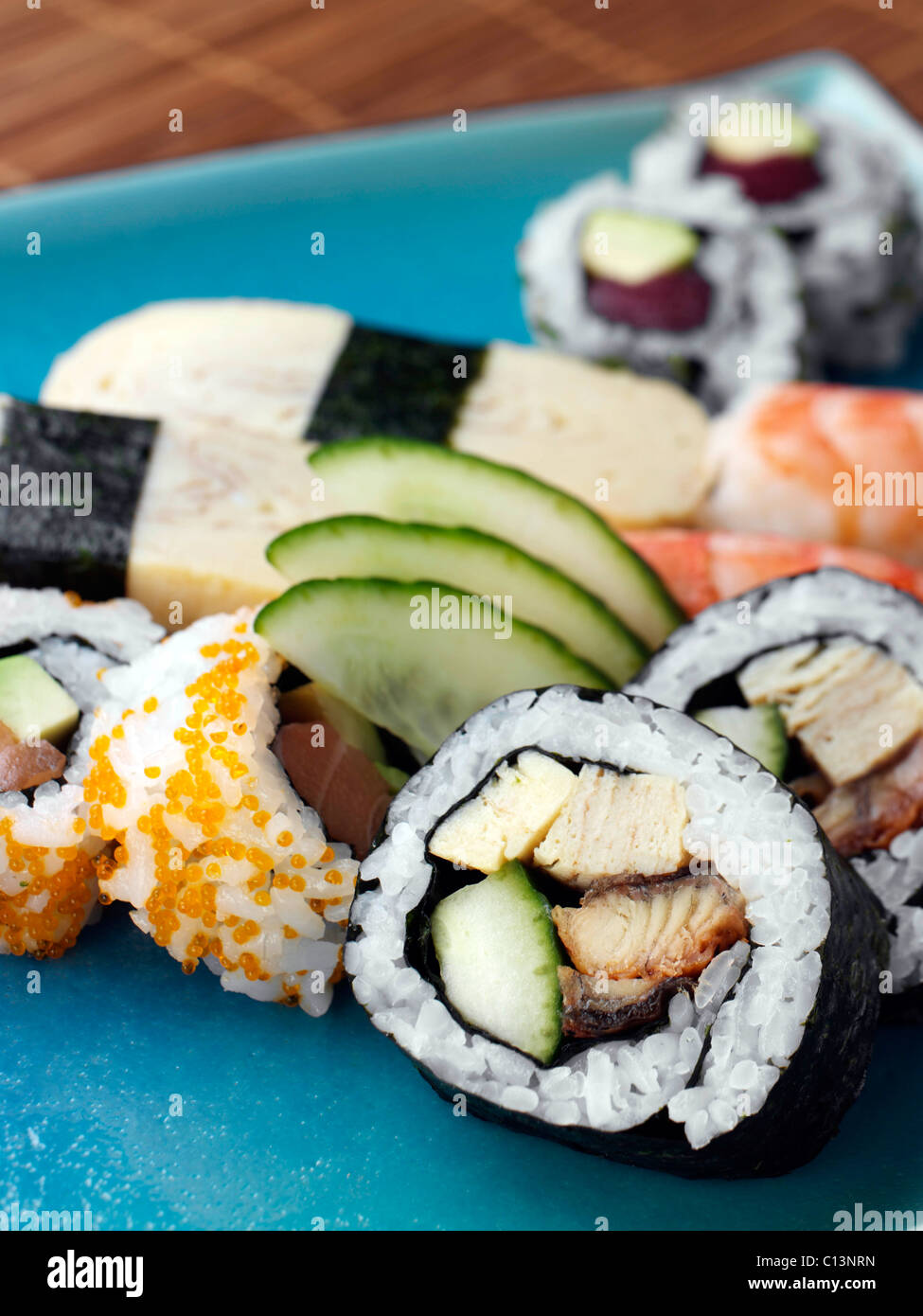 Assorted Japanese sushi oriental cuisine Stock Photo Alamy
