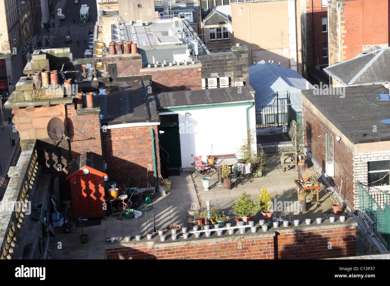 Rooftop Garden Glasgow City Center Stock Photo Alamy