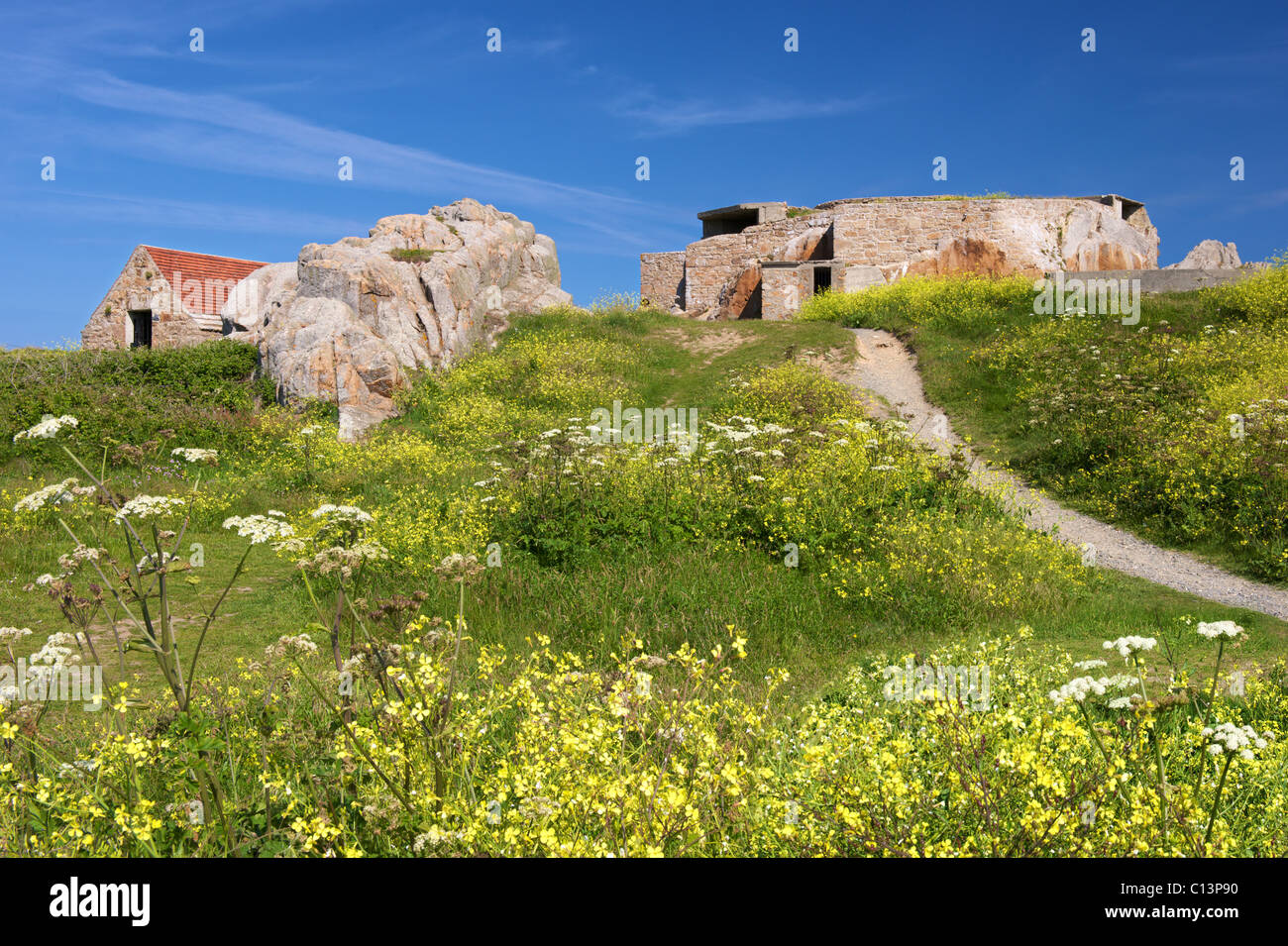 Fort at Saline Bay,Guernsey,Channel Islands. Stock Photo
