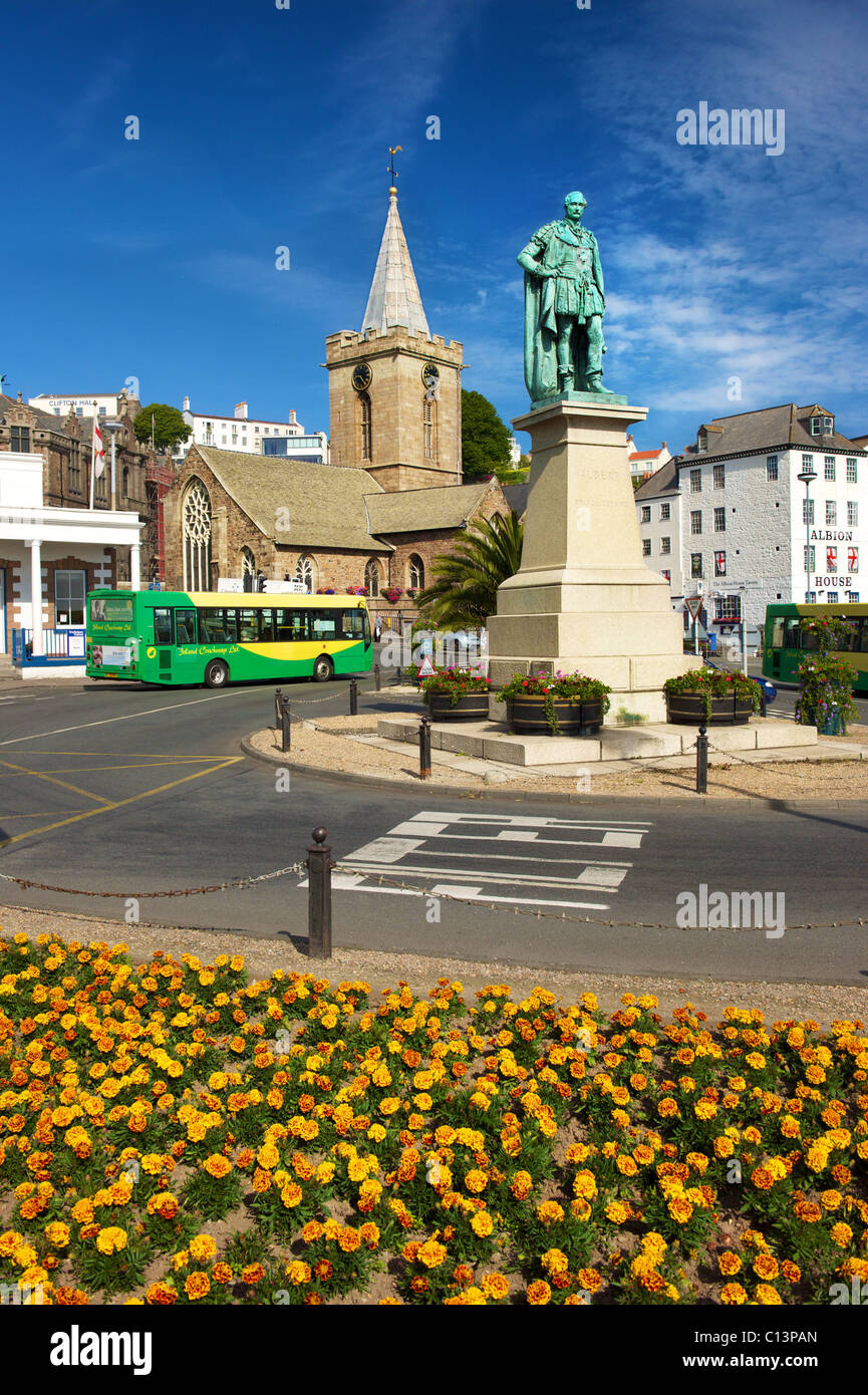 Prince Albert statue,Trinity Church, St. Peter Port,Guernsey,Guernsey,Channel Islands. Stock Photo