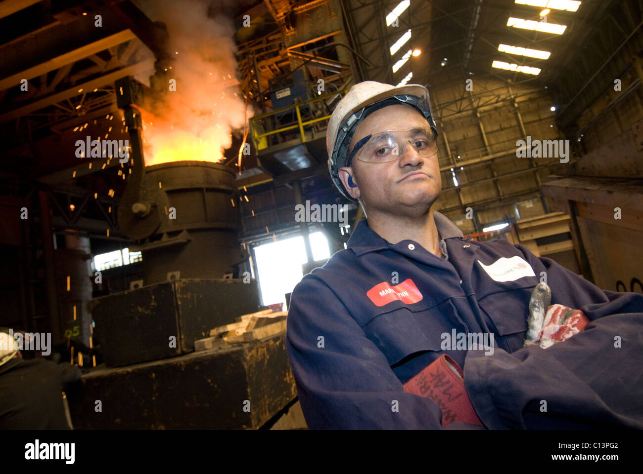 Steel Worker at Forgemasters Sheffield Stock Photo