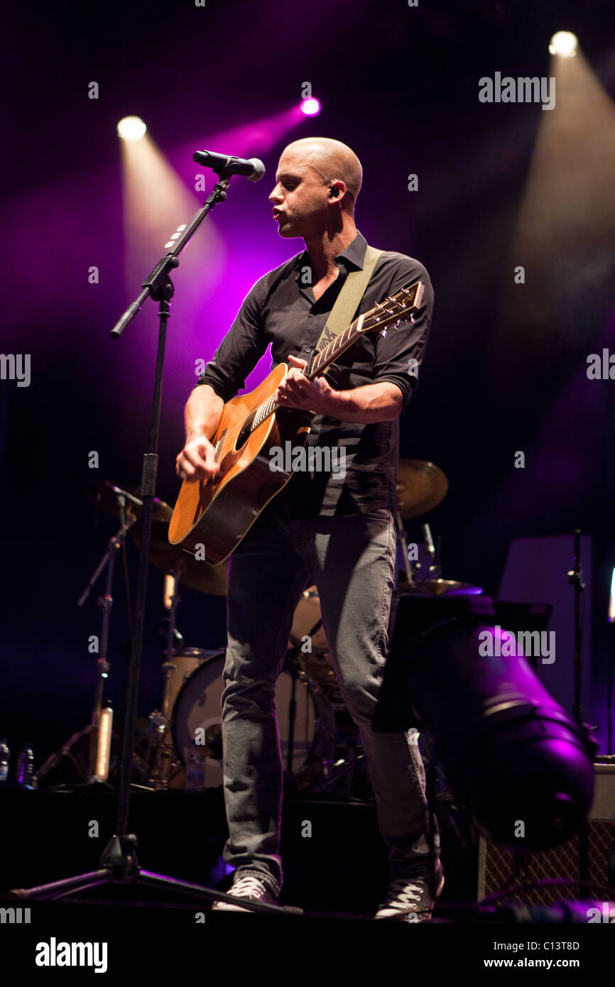 Milow (Jonathan Vandenbroeck),  performing live at the Madrid summer concerts. Madrid, Spain, July 2010. Stock Photo