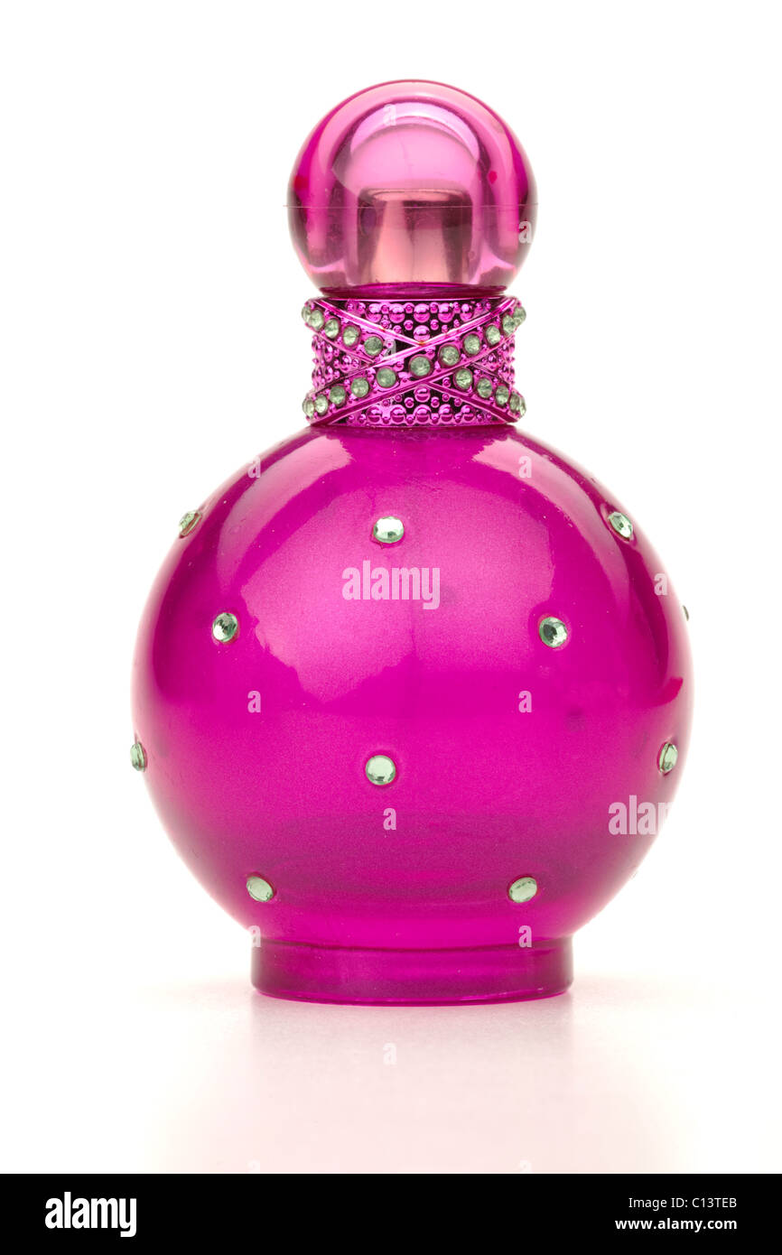 pink bottle of perfume