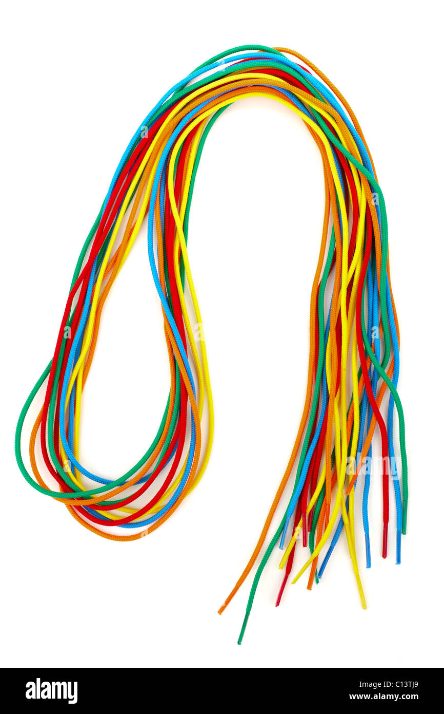 Pile of multicolored threading laces Stock Photo