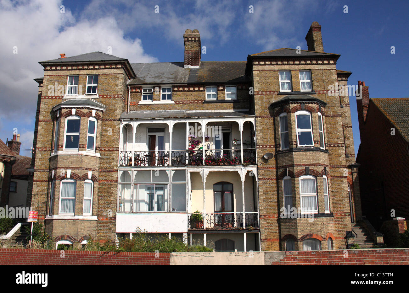 typical english home or apartment in marine parade seafront in dovercourt,essex,harwich,england