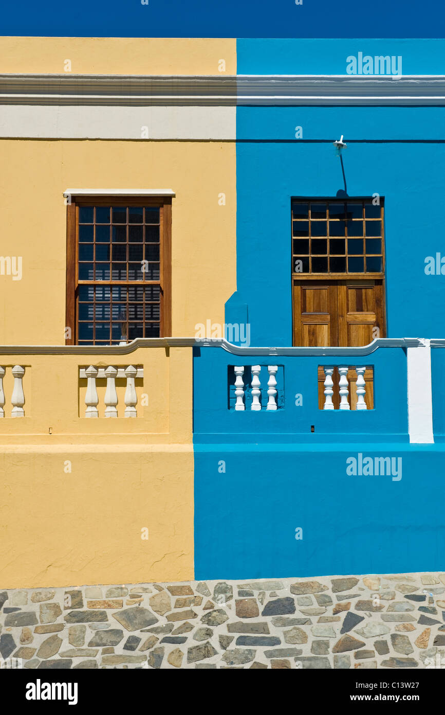 House front and entrance doors, Bo Kaap, Cape Town, South Africa Stock Photo