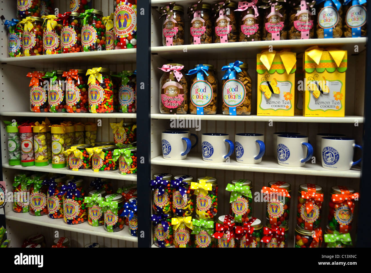 Colorful sweets at candy shop and on Anna Maria Island