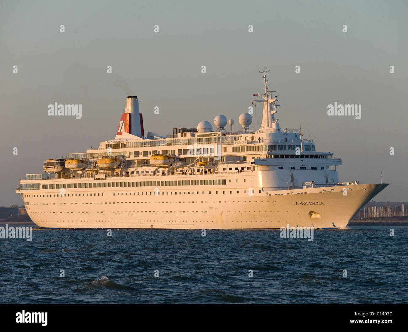 Cruise ship Boudicca leaving Southampton Hampshire England UK Stock Photo