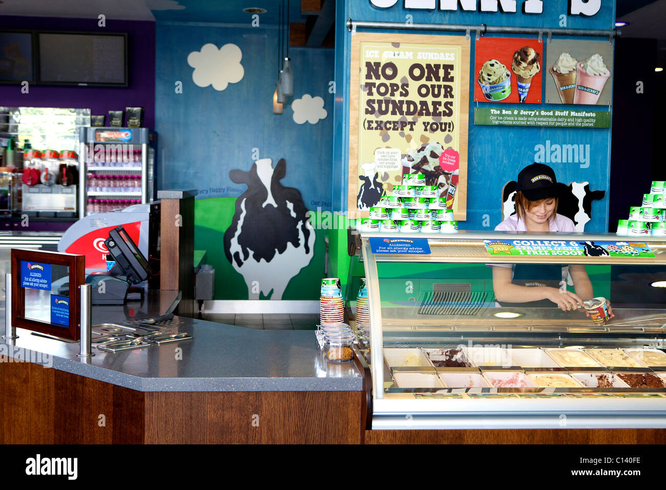 Ben & Jerry's ice cream parlour concession stand at Movies @ Gorey cinema in Wexford, Ireland Stock Photo
