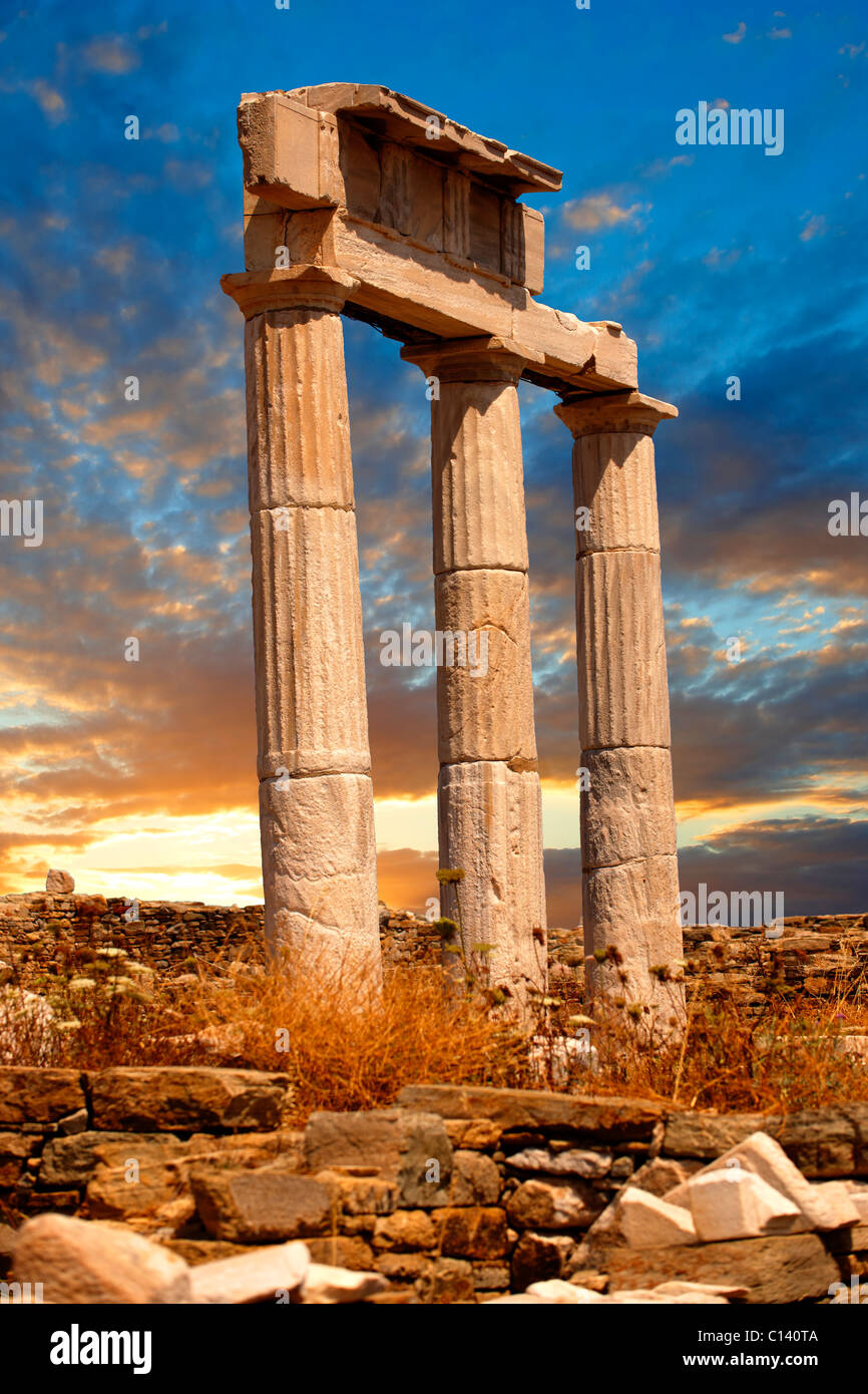 Temple columns at Delos island, Greece Stock Photo