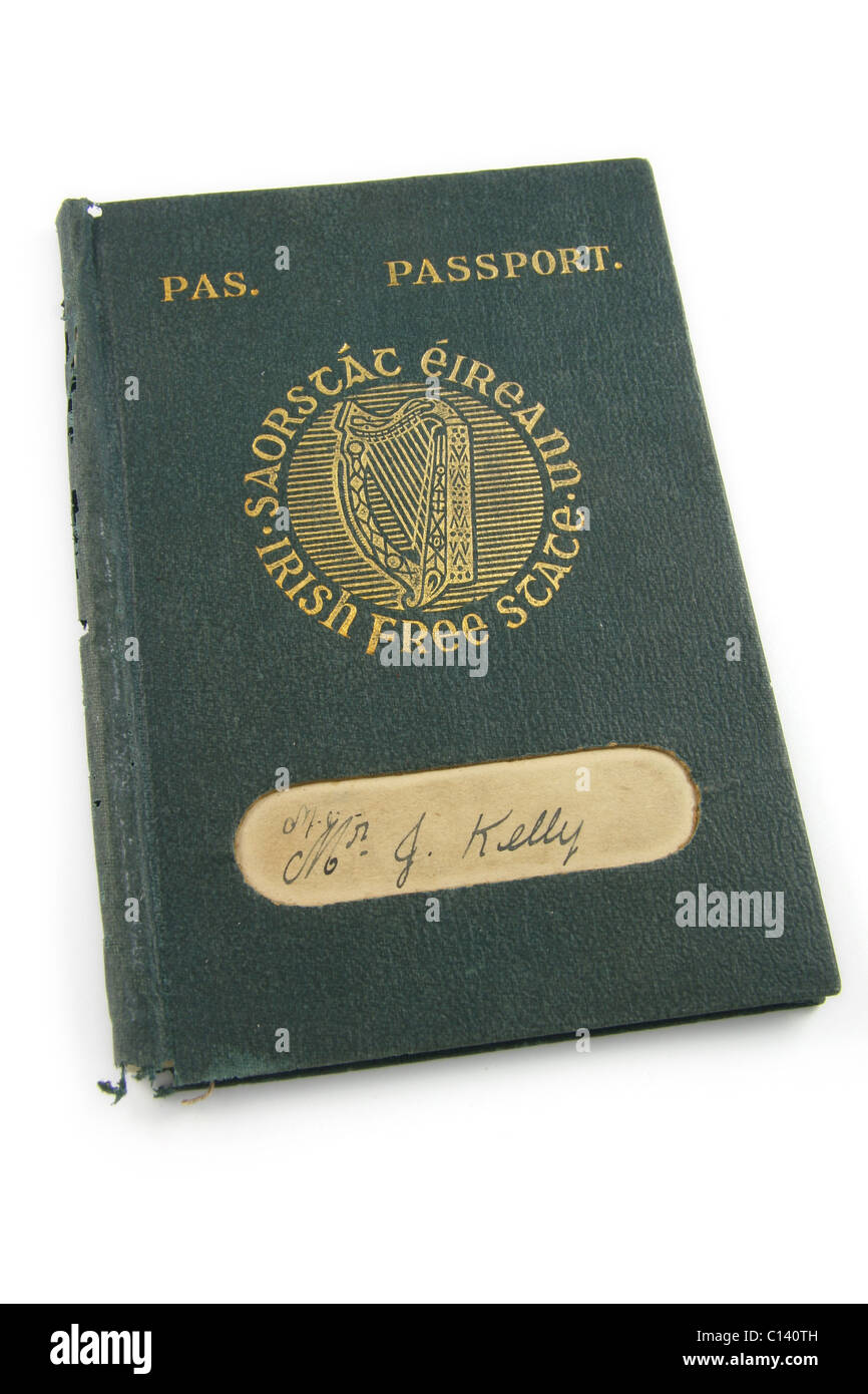 1925 Irish Free State passport. The state established on 6 December 1922 under the Anglo-Irish Treaty. Stock Photo