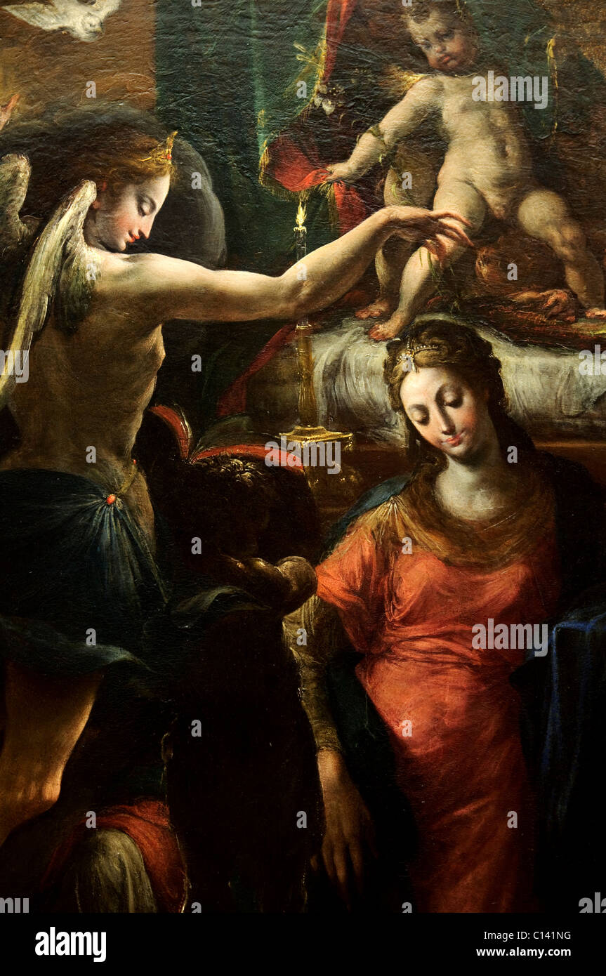 Detail: The Annunciation, Attributed to Parmigianino Stock Photo