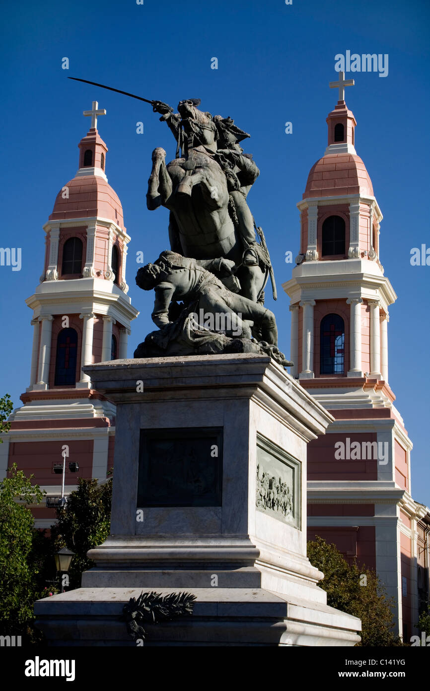 Statueo of Libertador Bernardo O'higgins in the main square of Rancagua, Chile Stock Photo