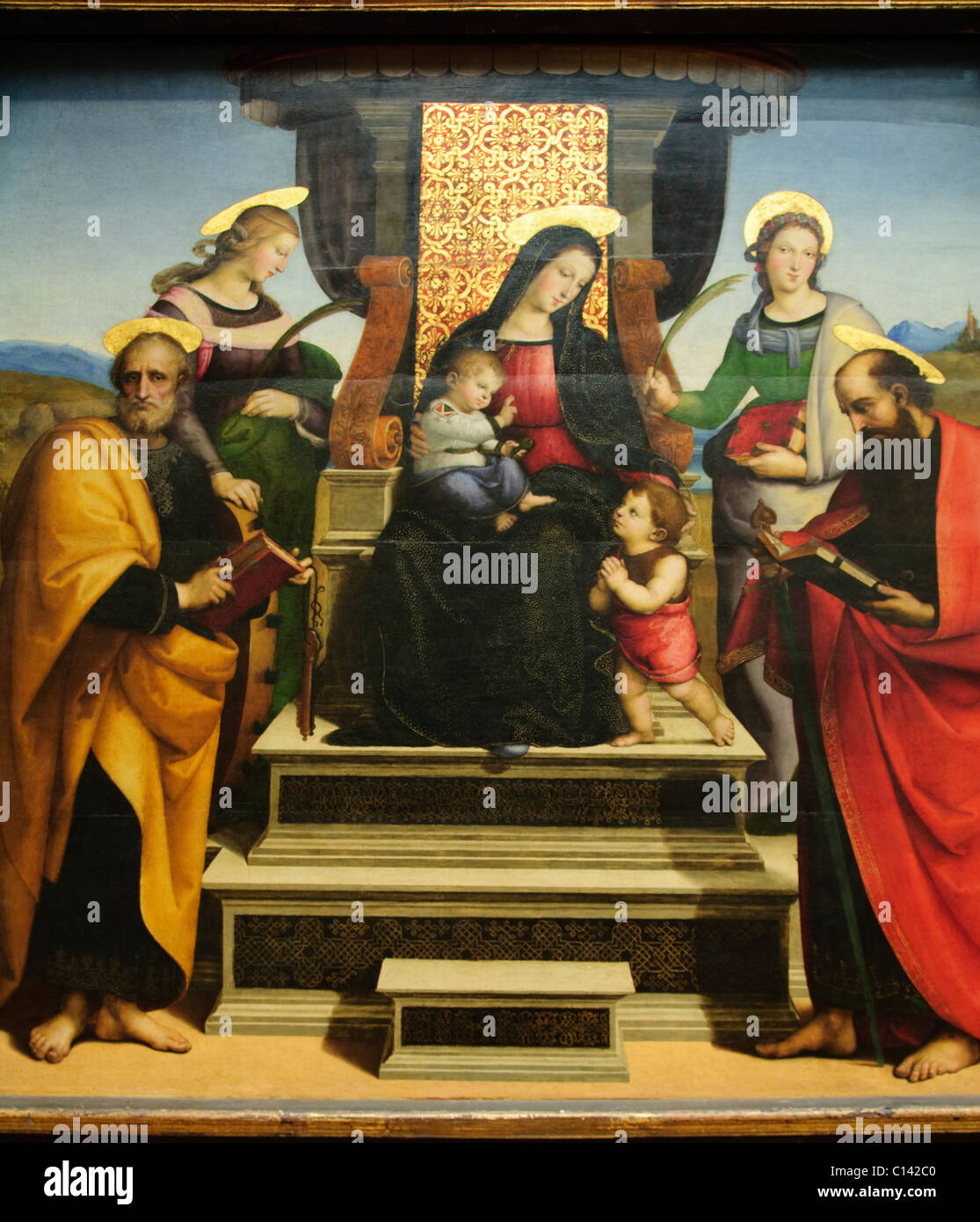 Detail: Madonna and Child Enthroned with Saints, ca 1504, altarpiece by ...
