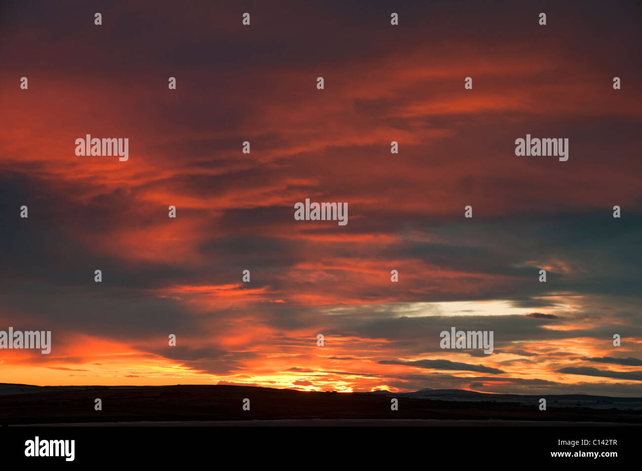 Sunset over Dunnet Bay, Caithness, Scotland, UK Stock Photo