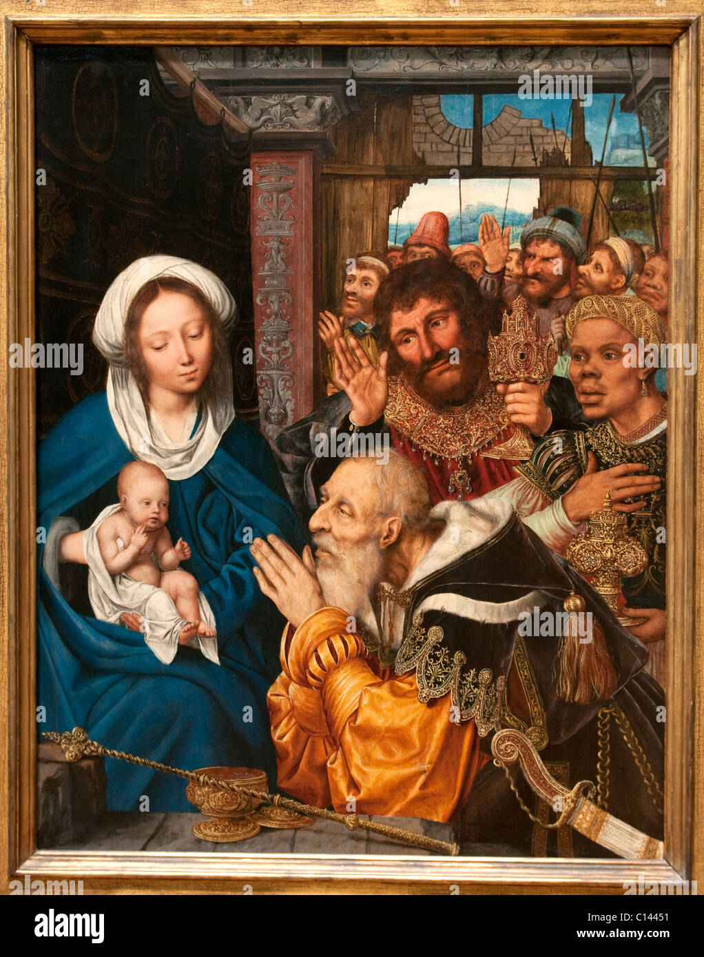 The Adoration of the Magi, 1526, by Quentin Massys Stock Photo