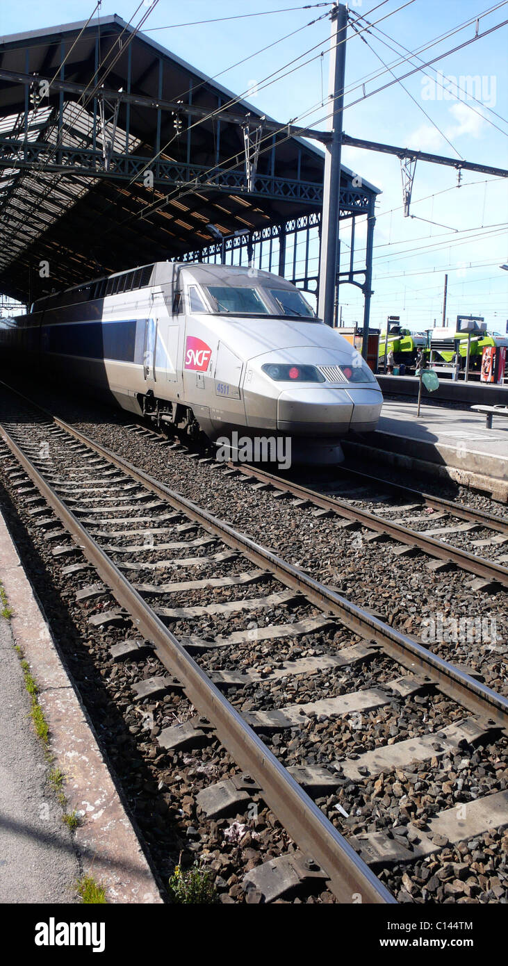 French railway line train France SNC Stock Photo Alamy