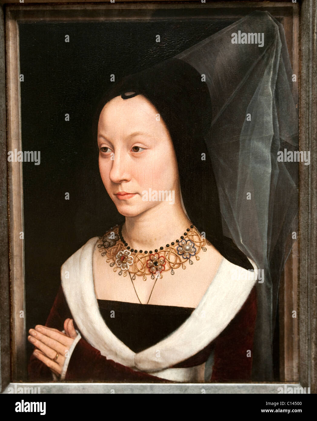 Maria Portinari, (Maria Maddalena Baroncelli, 1456–?), probably 1470, by Hans Memling, Netherlandish, Stock Photo