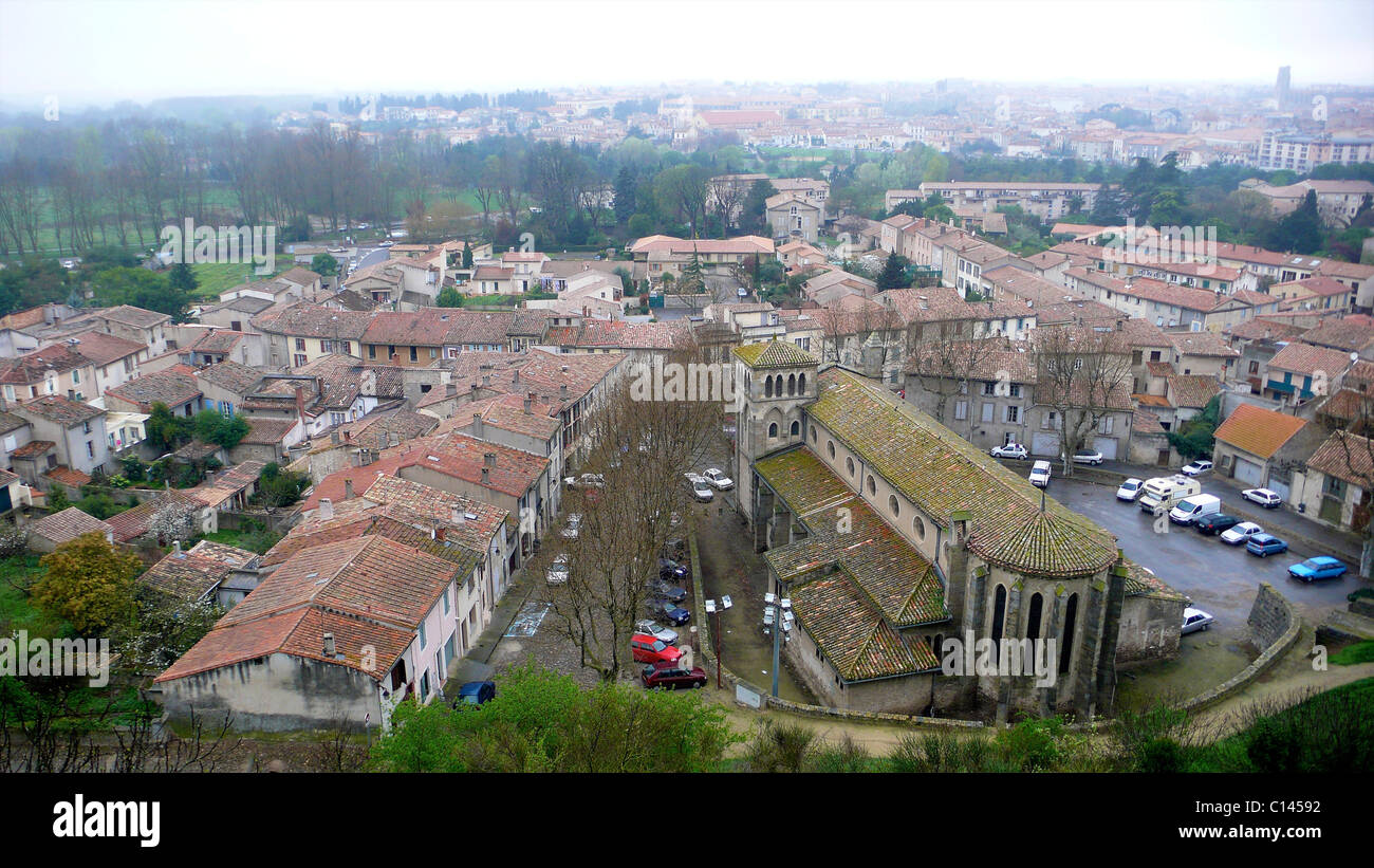 Carcassonne arial view town France Stock Photo
